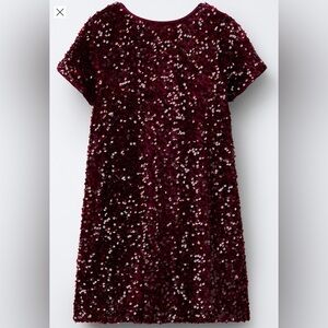 NWT- Zara kids Burgundy Sequin Bow Dress sz.9-10